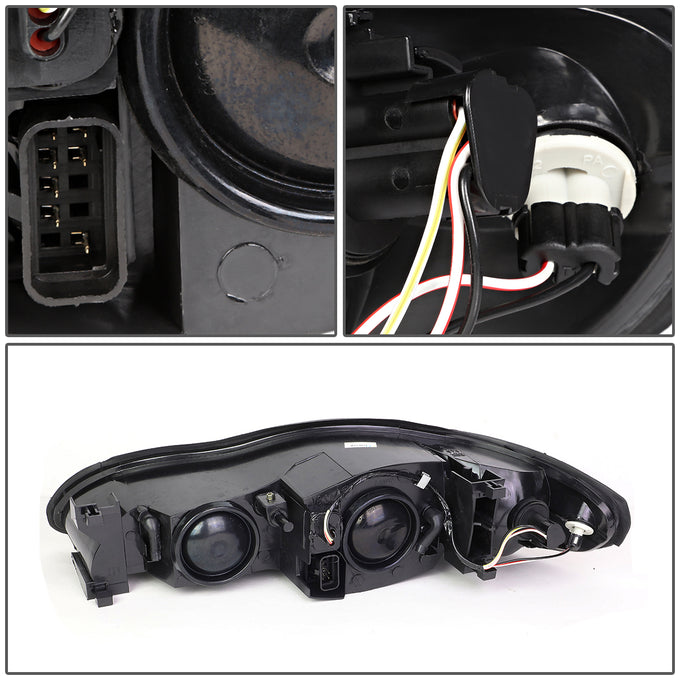 D-Motoring - Headlights - Black Housing - Clear Lens - Clear Corner - Plug-n-Play - Pair - 00-05 Chevy Monte Carlo - 4