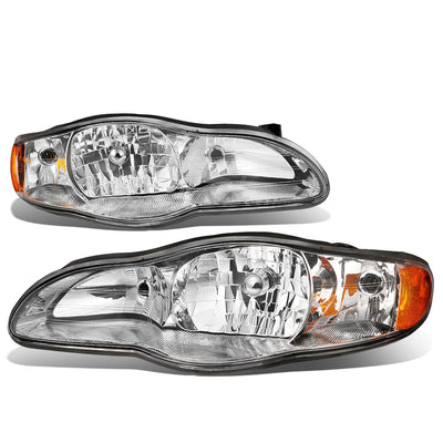 D-Motoring - Headlights - Chrome Housing - Amber Corner - Plug-n-Play - Pair - 00-05 Chevy Monte Carlo - 1