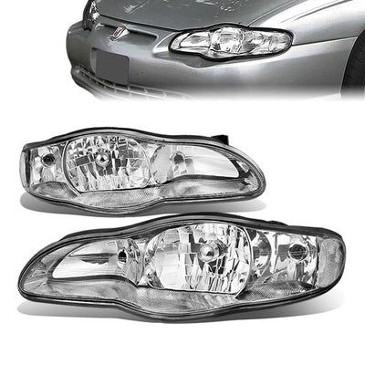 00-05 Chevy Chevrolet Monte Carlo Headlights - Chrome Housing - Clear Corner - Plug-n-Play - Pair