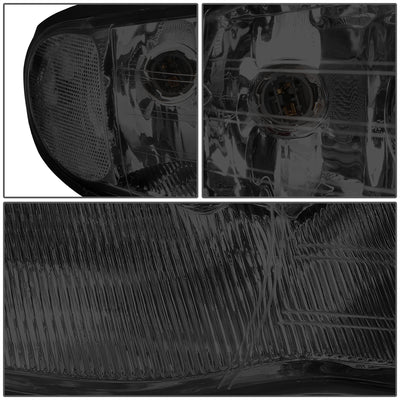 D-Motoring - Headlights - Smoked Lens - Clear Corner - Plug-n-Play - Pair - 00-05 Chevy Monte Carlo - 3