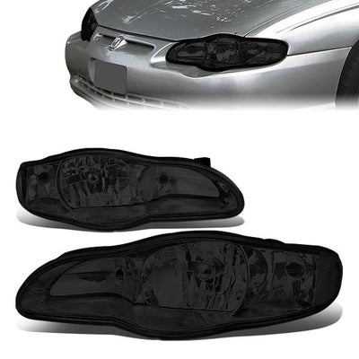 00-05 Chevy Chevrolet Monte Carlo Headlights - Smoked Housing - Smoked Lens - Clear Corner - Plug-n-Play - Pair