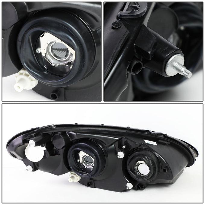 D-Motoring - Headlights - Black Housing - Clear Corner - Plug-n-Play - Pair - Chrysler PT Cruiser - 4