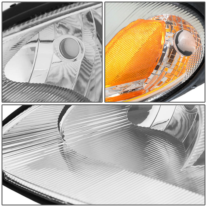 D-Motoring - Headlights - Chrome Housing - Amber Corner - Plug-n-Play - Pair - Chrysler PT Cruiser - 3