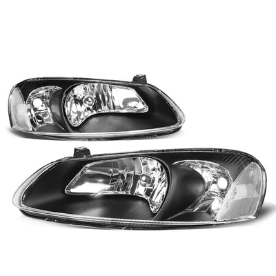 D-Motoring - Headlights - Black Housing - Clear Lens - Clear Corner - Plug-n-Play - Pair - Chrysler Sebring Convertible , Sedan / Dodge Stratus Sedan - 1