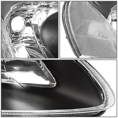 D-Motoring - Headlights - Black Housing - Clear Lens - Clear Corner - Plug-n-Play - Pair - Chrysler Sebring Convertible , Sedan / Dodge Stratus Sedan - 4