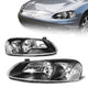 01-06 Chrysler Sebring Convertible , Dodge Stratus Headlights - Black Housing - Clear Lens - Clear Corner - Plug-n-Play - Pair