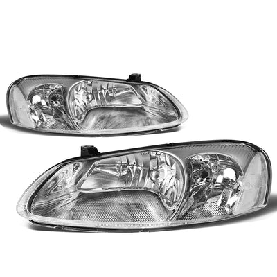 D-Motoring - Headlights - Chrome Housing - Clear Lens - Clear Corner - Plug-n-Play - Pair - Chrysler Sebring Convertible , Sedan / Dodge Stratus Sedan - 1