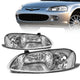 01-06 Chrysler Sebring Dodge Stratus Headlights - Chrome Housing - Clear Lens - Clear Corner - Plug-n-Play - Pair