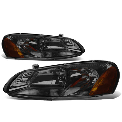 D-Motoring - Headlights - Smoked Lens - Amber Corner - Plug-n-Play - Pair - Chrysler Sebring Convertible , Sedan / Dodge Stratus Sedan - 1