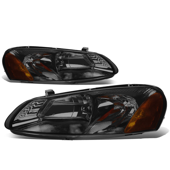 D-Motoring - Headlights - Smoked Lens - Amber Corner - Plug-n-Play - Pair - Chrysler Sebring Convertible , Sedan / Dodge Stratus Sedan - 1