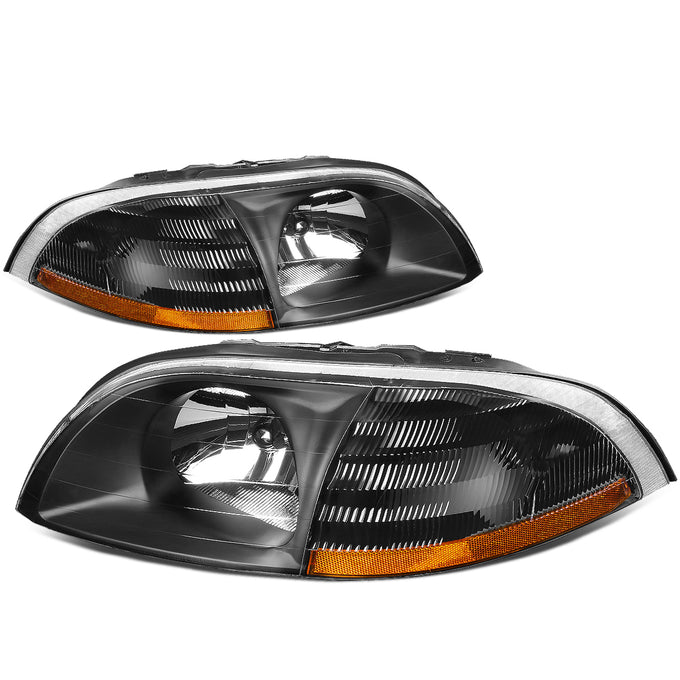 D-Motoring - Headlights - Black Housing - Clear Lens - Amber Corner - Plug-n-Play - Pair - 99-03 Ford Windstar - 1