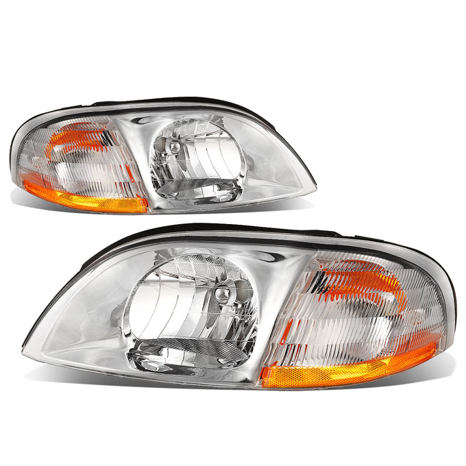 D-Motoring - Headlights - Chrome Housing - Amber Corner - Plug-n-Play - Pair - 99-03 Ford Windstar - 1