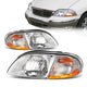 99-03 Ford Windstar Headlights - Chrome Housing - Amber Corner - Plug-n-Play - Pair