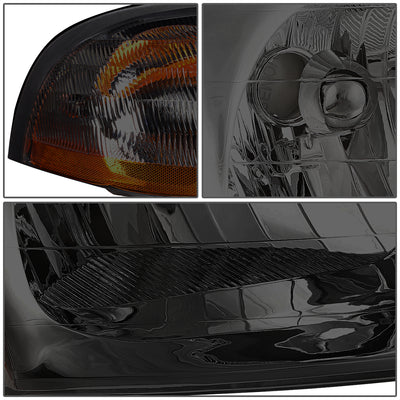 D-Motoring - Headlights - Smoked Lens - Amber Corner - Plug-n-Play - Pair - 99-03 Ford Windstar - 3