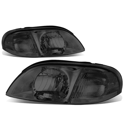 D-Motoring - Headlights - Smoked Housing - Smoked Lens - Clear Corner - Plug-n-Play - Pair - 99-03 Ford Windstar - 1