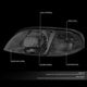 D-Motoring - Headlights - Smoked Housing - Smoked Lens - Clear Corner - Plug-n-Play - Pair - 99-03 Ford Windstar - 2