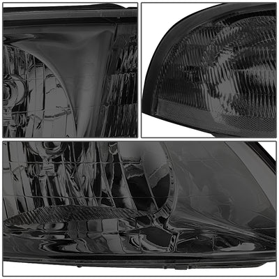 D-Motoring - Headlights - Smoked Housing - Smoked Lens - Clear Corner - Plug-n-Play - Pair - 99-03 Ford Windstar - 4
