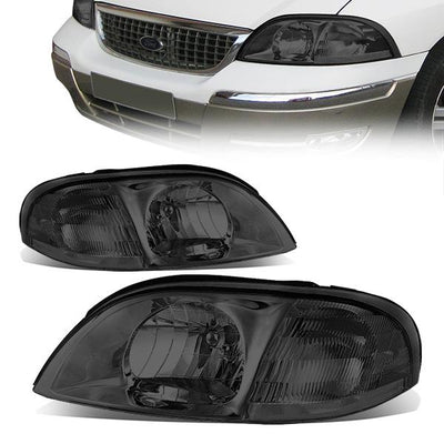 99-03 Ford Windstar Headlights - Smoked Housing - Smoked Lens - Clear Corner - Plug-n-Play - Pair