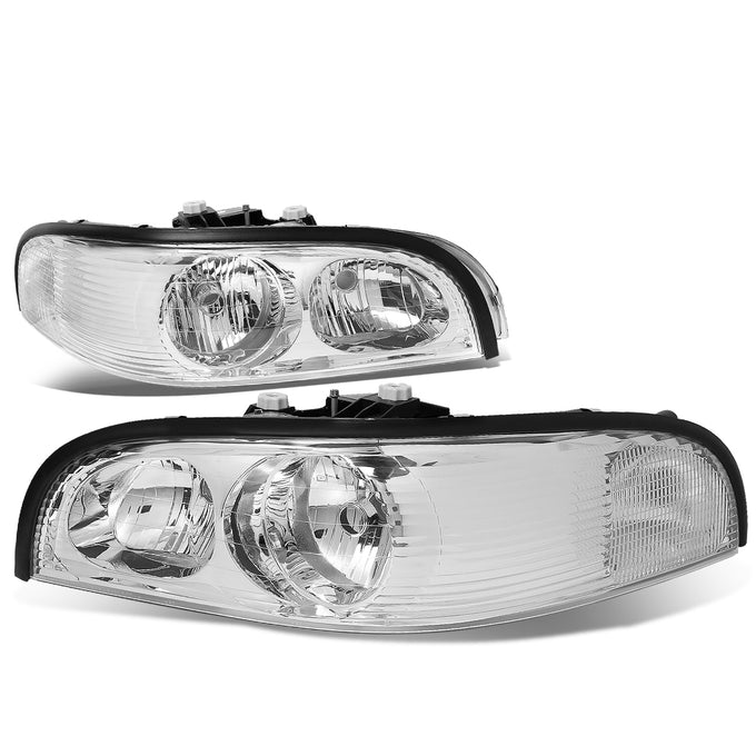 D-Motoring - Headlights - Chrome Housing - Clear Lens - Clear Corner - Plug-n-Play - Pair - 97-05 Buick Park Avenue - 1