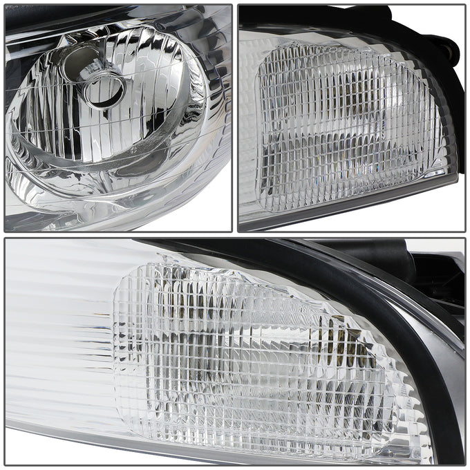 D-Motoring - Headlights - Chrome Housing - Clear Lens - Clear Corner - Plug-n-Play - Pair - 97-05 Buick Park Avenue - 4
