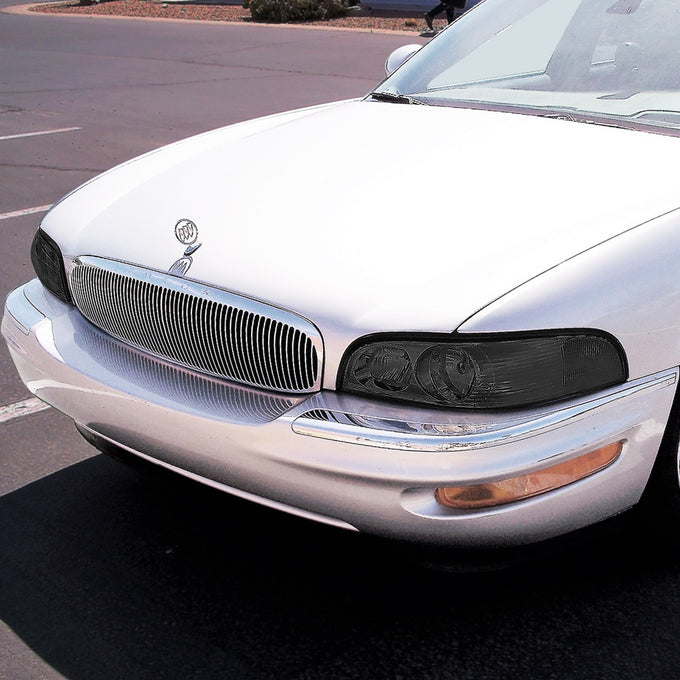 D-Motoring - 97-05 Buick Park Avenue Headlights - Smoked Lens - Clear Corner - Plug-n-Play - Pair - 7