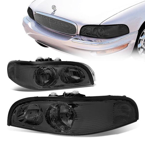 97-05 Buick Park Avenue Headlights - Smoked Lens - Clear Corner - Plug-n-Play - Pair