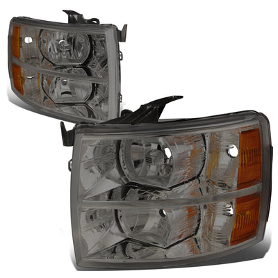 D-Motoring - Headlights - Smoked Lens - Amber Corner - Plug-n-Play - Pair - Chevy Silverado 1500 / 2500 /3500 & HD Models - 1