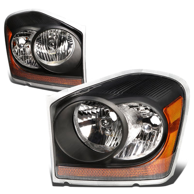 D-Motoring - Headlights - Black Housing - Amber Corner - Plug-n-Play - Pair - 04-06 Dodge Durango - 1