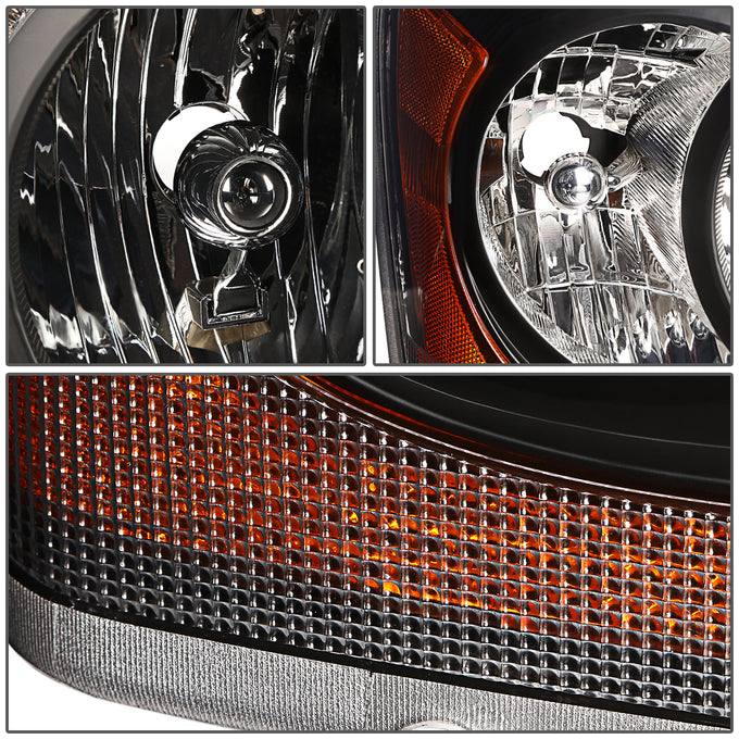 D-Motoring - Headlights - Black Housing - Amber Corner - Plug-n-Play - Pair - 04-06 Dodge Durango - 4