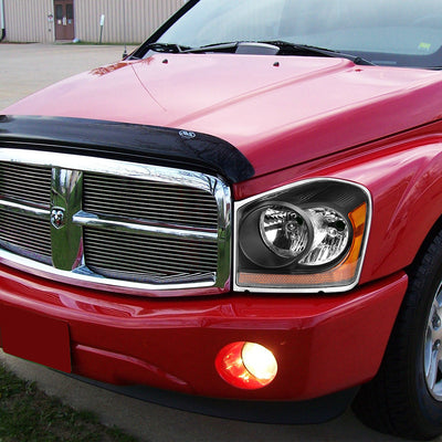 D-Motoring - Headlights - Black Housing - Amber Corner - Plug-n-Play - Pair - 04-06 Dodge Durango - 6
