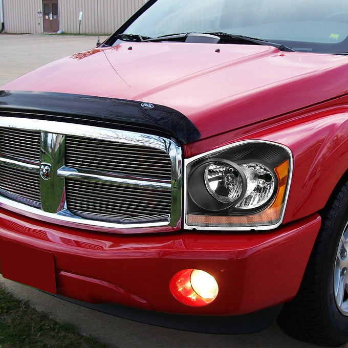 D-Motoring - Headlights - Black Housing - Amber Corner - Plug-n-Play - Pair - 04-06 Dodge Durango - 6