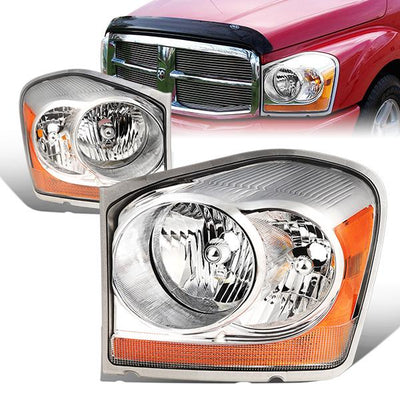 04-06 Dodge Durango Headlights - Chrome Housing - Amber Corner - Plug-n-Play - Pair