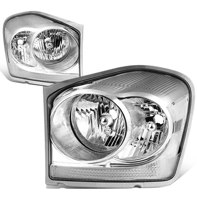 D-Motoring - Headlights - Chrome Housing - Clear Lens - Clear Corner - Plug-n-Play - Pair - 04-06 Dodge Durango - 1