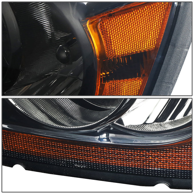 D-Motoring - Headlights - Smoked Lens - Amber Corner - Plug-n-Play - Pair - 04-06 Dodge Durango - 4