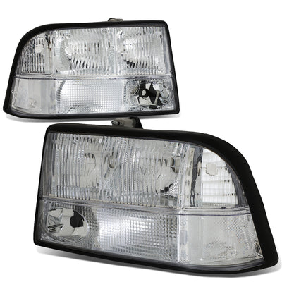 D-Motoring - Headlights - Chrome Housing - Clear Corner - Plug-n-Play - Pair - GMC Sonoma / Jimmy / Oldsmobile Bravada - 1