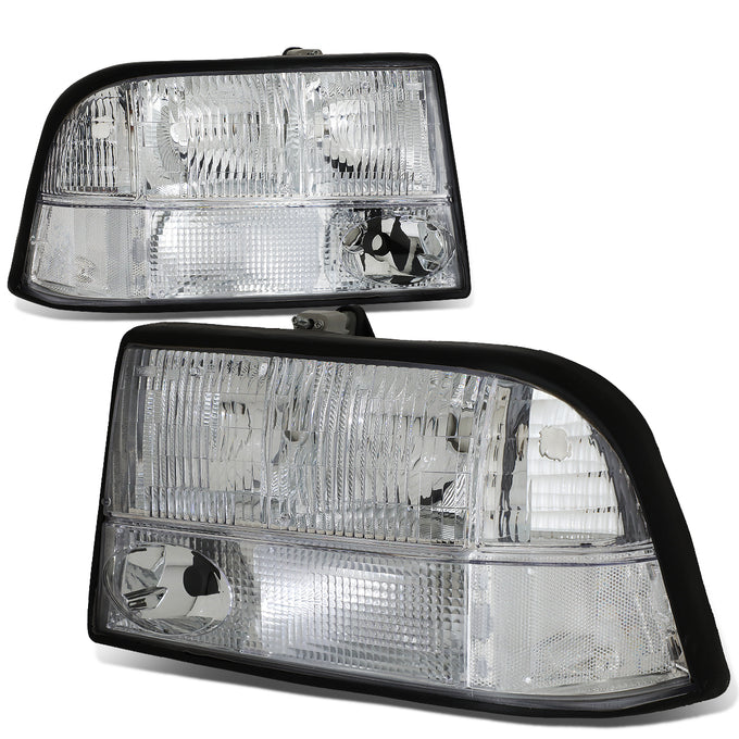 D-Motoring - Headlights - Chrome Housing - Clear Corner - Plug-n-Play - Pair - GMC Sonoma / Jimmy / Oldsmobile Bravada - 1