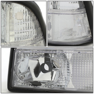 D-Motoring - Headlights - Chrome Housing - Clear Corner - Plug-n-Play - Pair - GMC Sonoma / Jimmy / Oldsmobile Bravada - 3