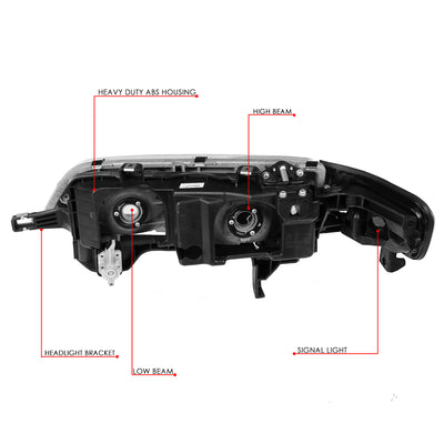 D-Motoring - 94-97 Honda Accord Headlights - Clear Lens - Clear Corner - Plug-n-Play - Pair - 6