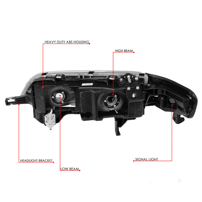 D-Motoring - 94-97 Honda Accord Headlights - Clear Lens - Clear Corner - Plug-n-Play - Pair - 6