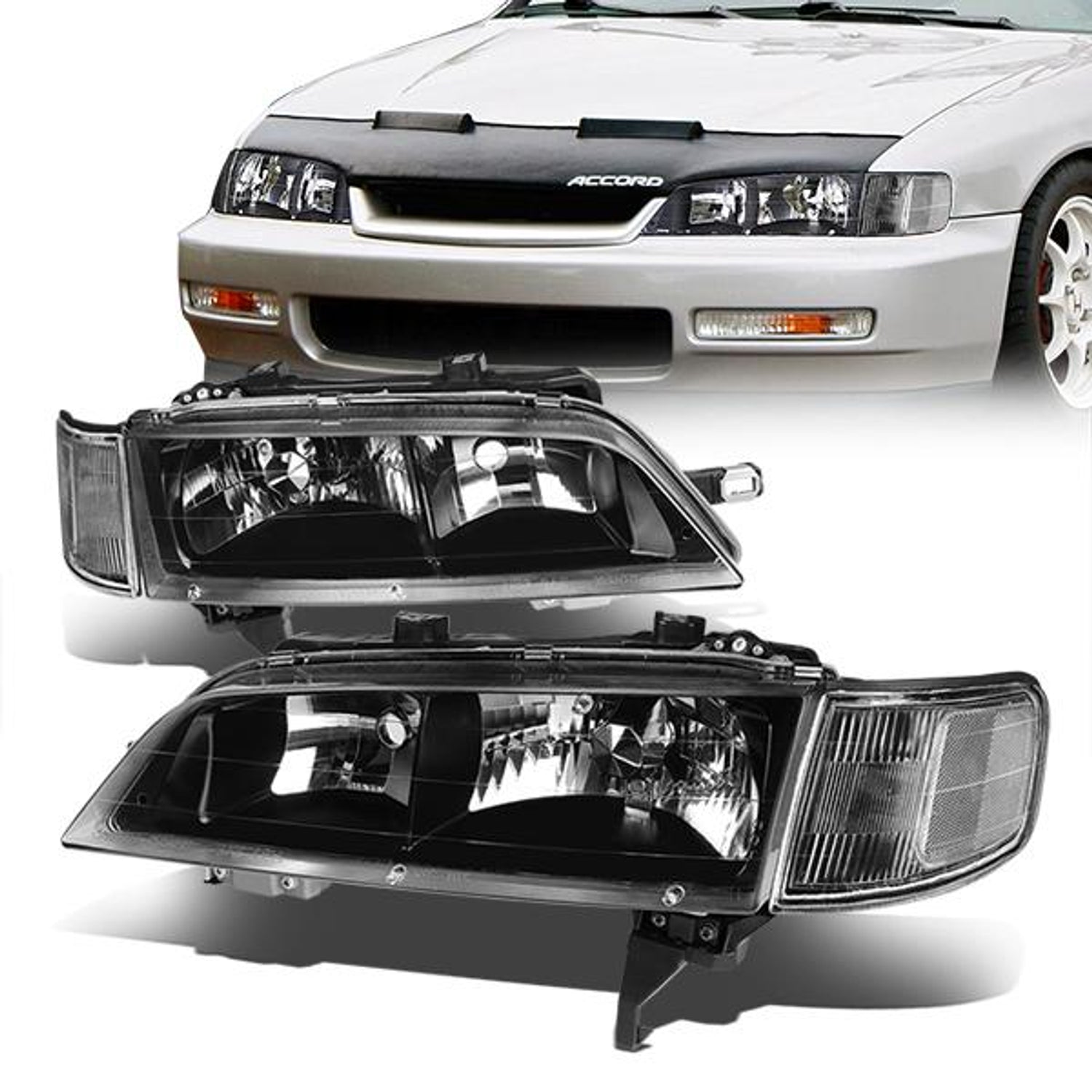 94-97 Honda Accord Headlights - Clear Lens - Clear Corner - Plug-n-Play - Pair