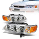 94-97 Honda Accord Headlights - Chrome Housing - Amber Corner - Plug-n-Play - Pair
