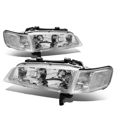 D-Motoring - Headlights - Chrome Housing - Clear Lens - Clear Corner - Plug-n-Play - Pair - 94-97 Honda Accord - 1