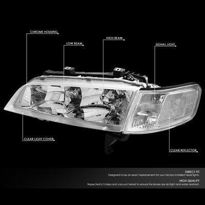 D-Motoring - Headlights - Chrome Housing - Clear Lens - Clear Corner - Plug-n-Play - Pair - 94-97 Honda Accord - 2