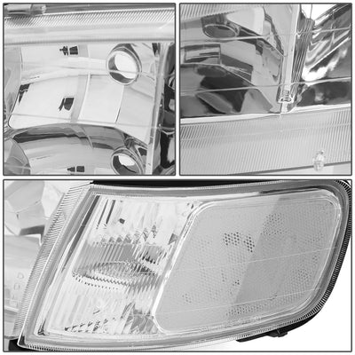 D-Motoring - Headlights - Chrome Housing - Clear Lens - Clear Corner - Plug-n-Play - Pair - 94-97 Honda Accord - 4