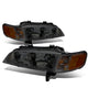 D-Motoring - 94-97 Honda Accord Headlights - Chrome Housing - Smoked Lens - Amber Corner - Plug-n-Play - Pair - 1