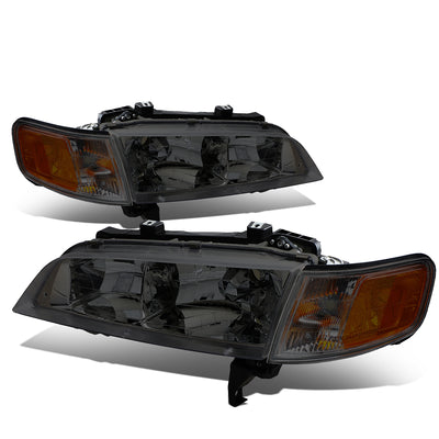 D-Motoring - 94-97 Honda Accord Headlights - Chrome Housing - Smoked Lens - Amber Corner - Plug-n-Play - Pair - 1