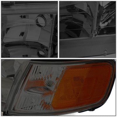D-Motoring - 94-97 Honda Accord Headlights - Chrome Housing - Smoked Lens - Amber Corner - Plug-n-Play - Pair - 4