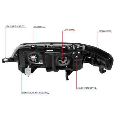D-Motoring - 94-97 Honda Accord Headlights - Chrome Housing - Smoked Lens - Amber Corner - Plug-n-Play - Pair - 6