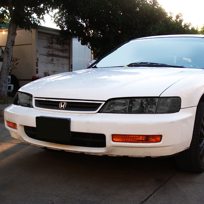 D-Motoring - 94-97 Honda Accord Headlights - Chrome Housing - Smoked Lens - Clear Corner - Plug-n-Play - Pair - 7