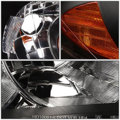 D-Motoring - Headlights - Black Housing - Amber Corner - Plug-n-Play - Pair - 04-05 Honda Civic 2/4 Door Models - 3